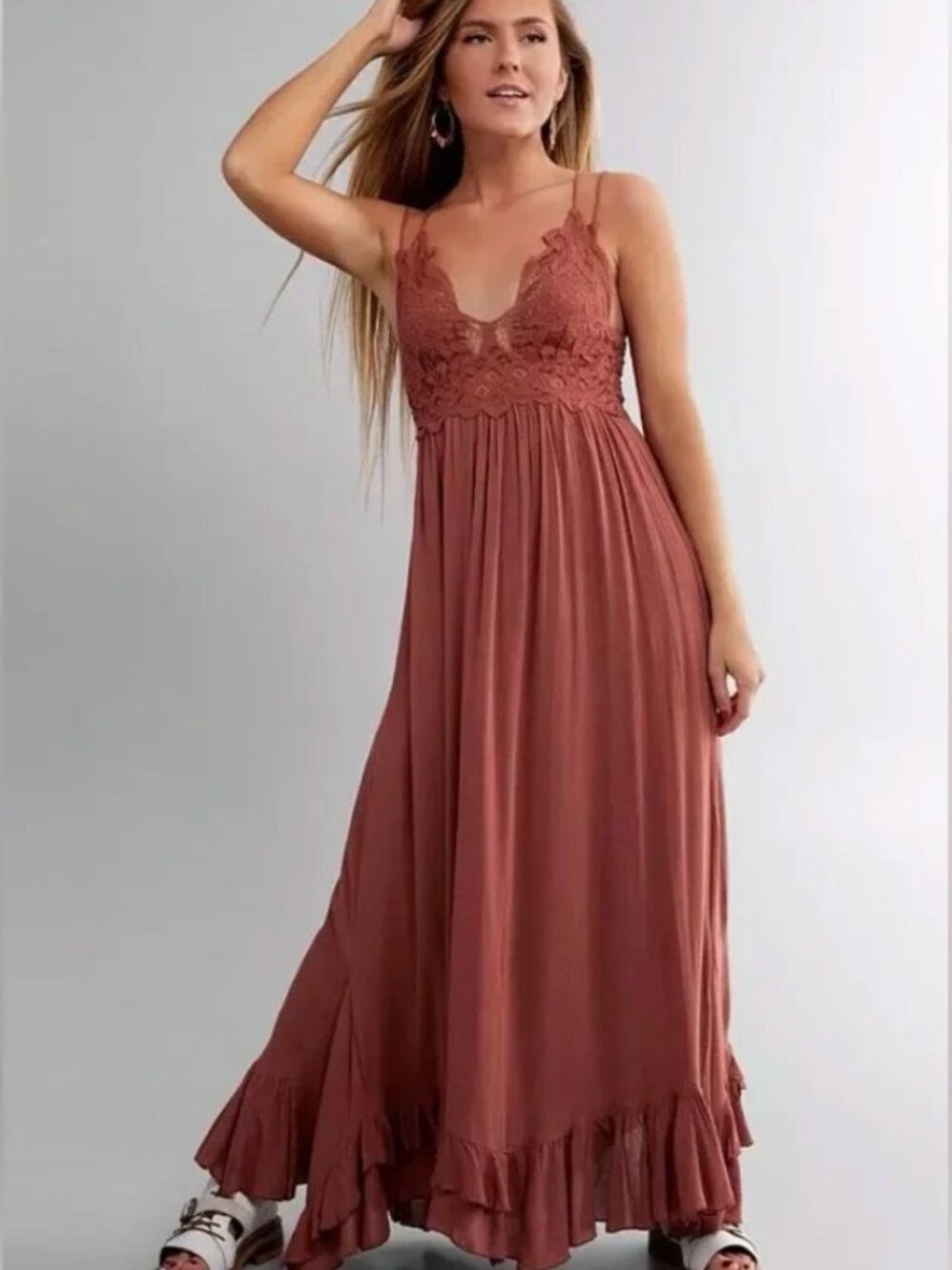 Free People Adella Maxi Dress - S - Copper